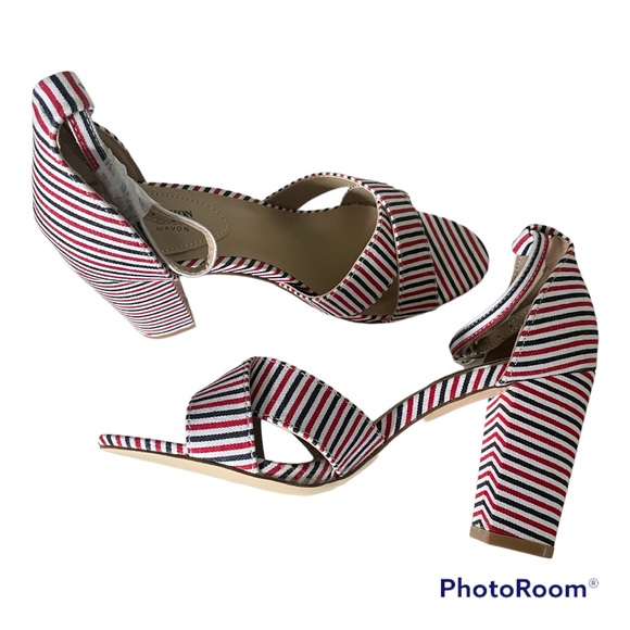 New Size 7 stripped heels open toes, strap around ankle - Picture 3 of 6